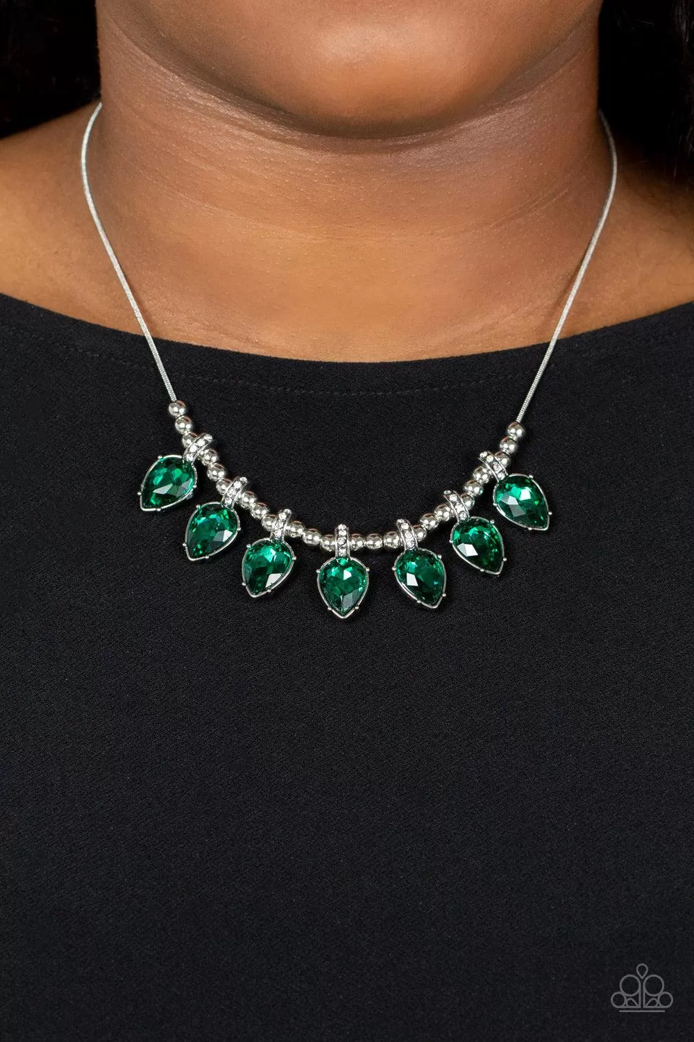 Crown Jewel Couture Green Rhinestone Necklace - Paparazzi Accessories