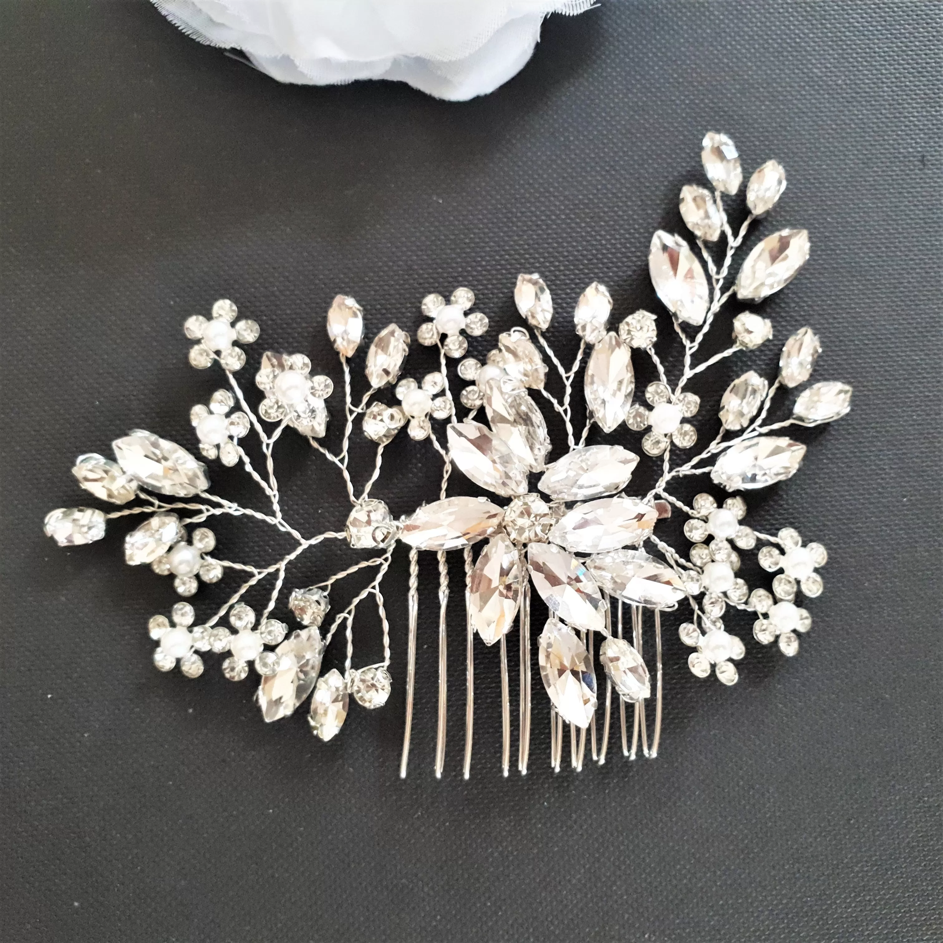 Crystal Hair Accessories Set for Weddings-Poppy