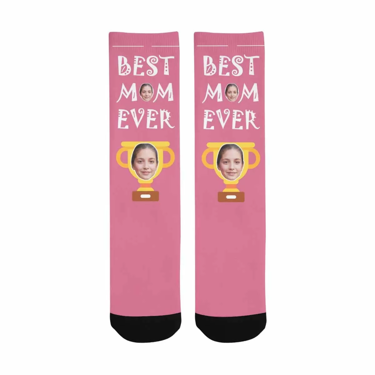 Custom Face Socks Best MOM Ever Sublimated Crew Socks Mothers Day Gift from Son, Gifts Ideas for Women Mom Wife