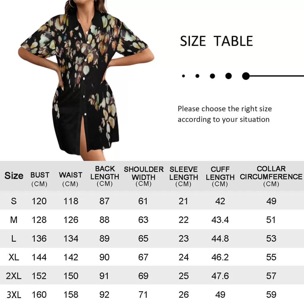 Custom Face Vegetation Black Satin Nightgown For Women Silk Nightshirt Button Down Pajamas Dress Boyfriend Sleepshirt S-3XL