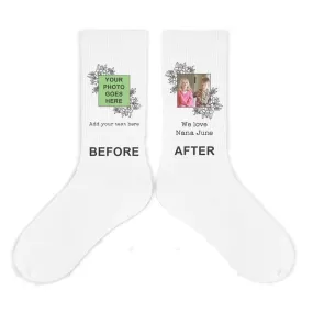 Custom Framed Photo and Your Text Printed on Socks