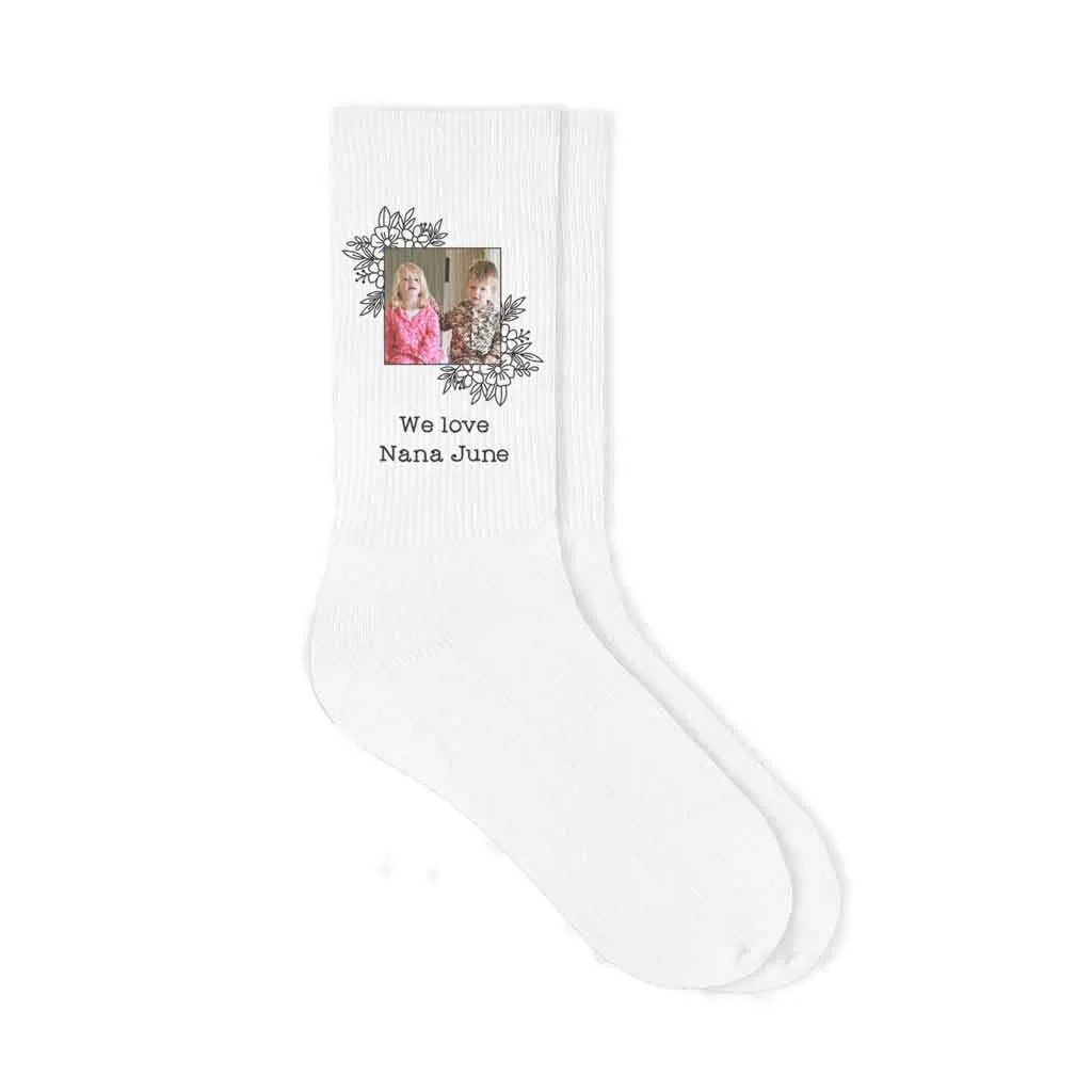 Custom Framed Photo and Your Text Printed on Socks