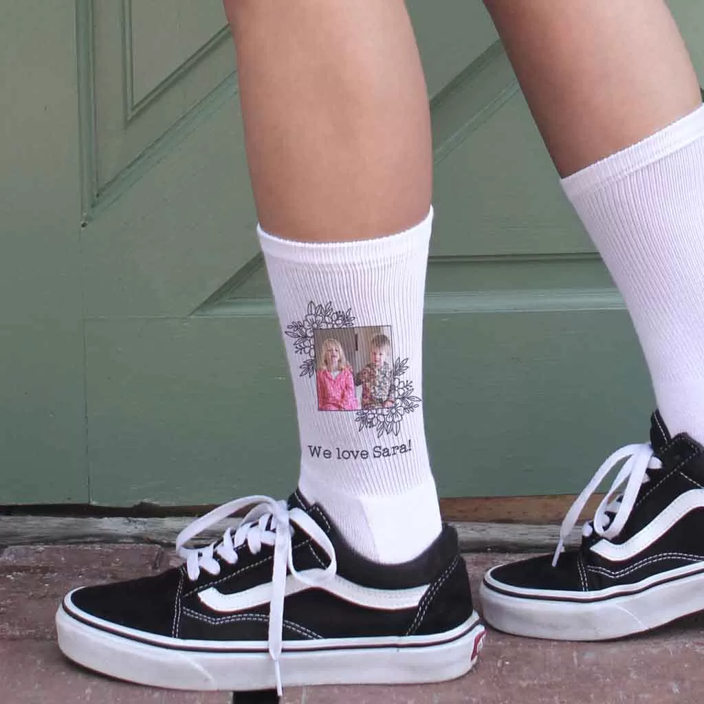 Custom Framed Photo and Your Text Printed on Socks