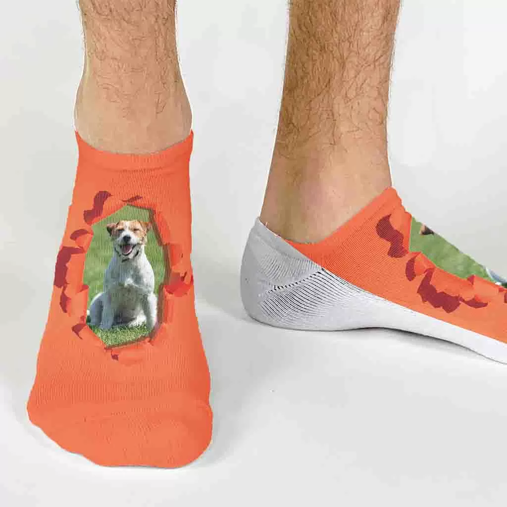 Custom Photo Socks Printed with a Bright Color Background