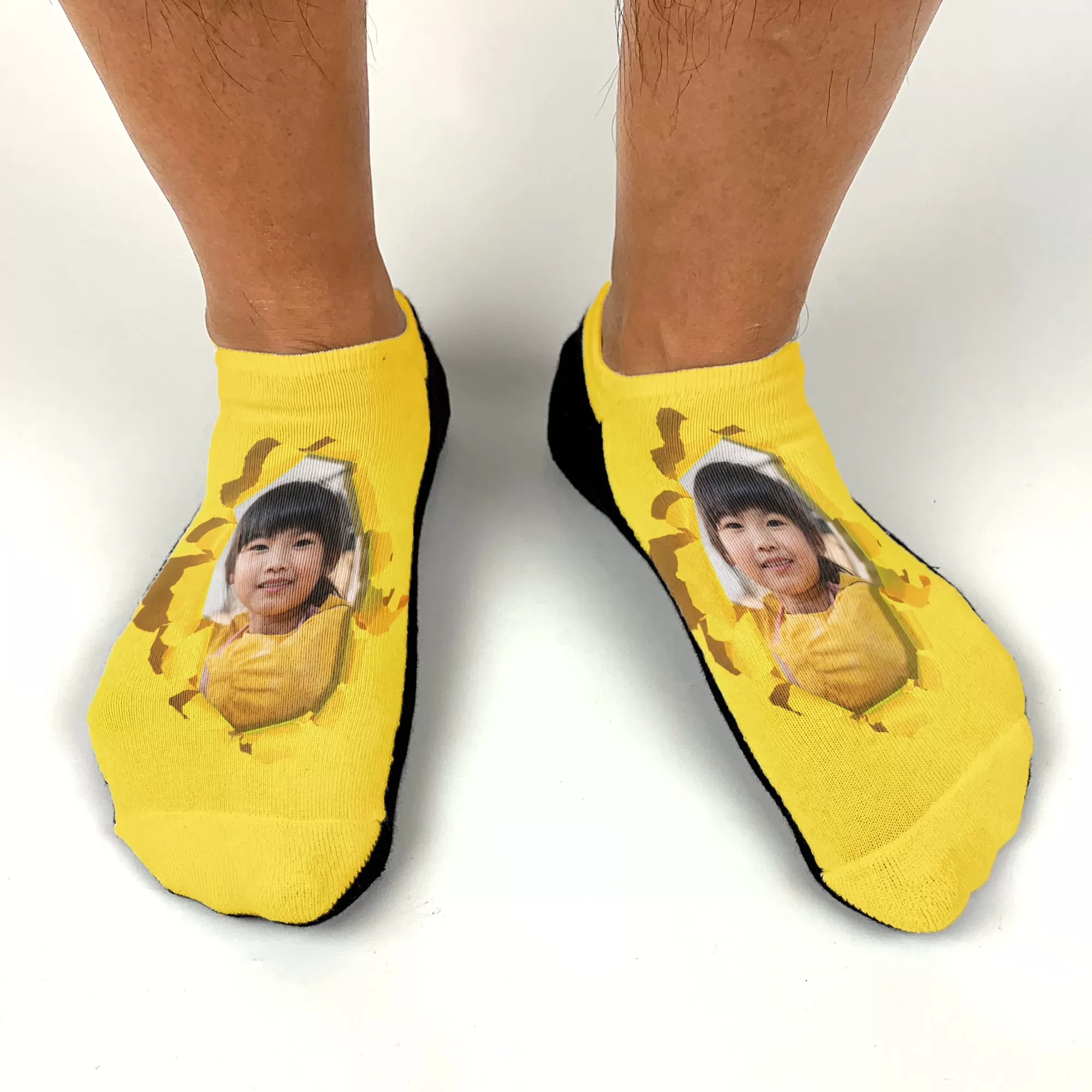 Custom Photo Socks Printed with a Bright Color Background