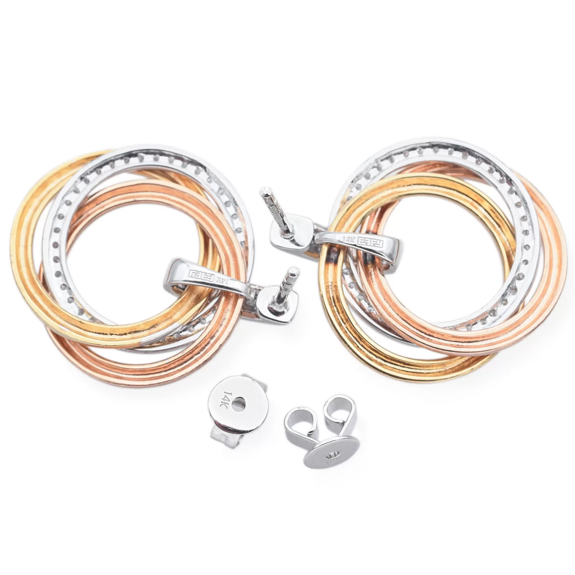 Effy Trio 14K Multi-Tone Gold 0.35 TCW Diamond Circle Earrings