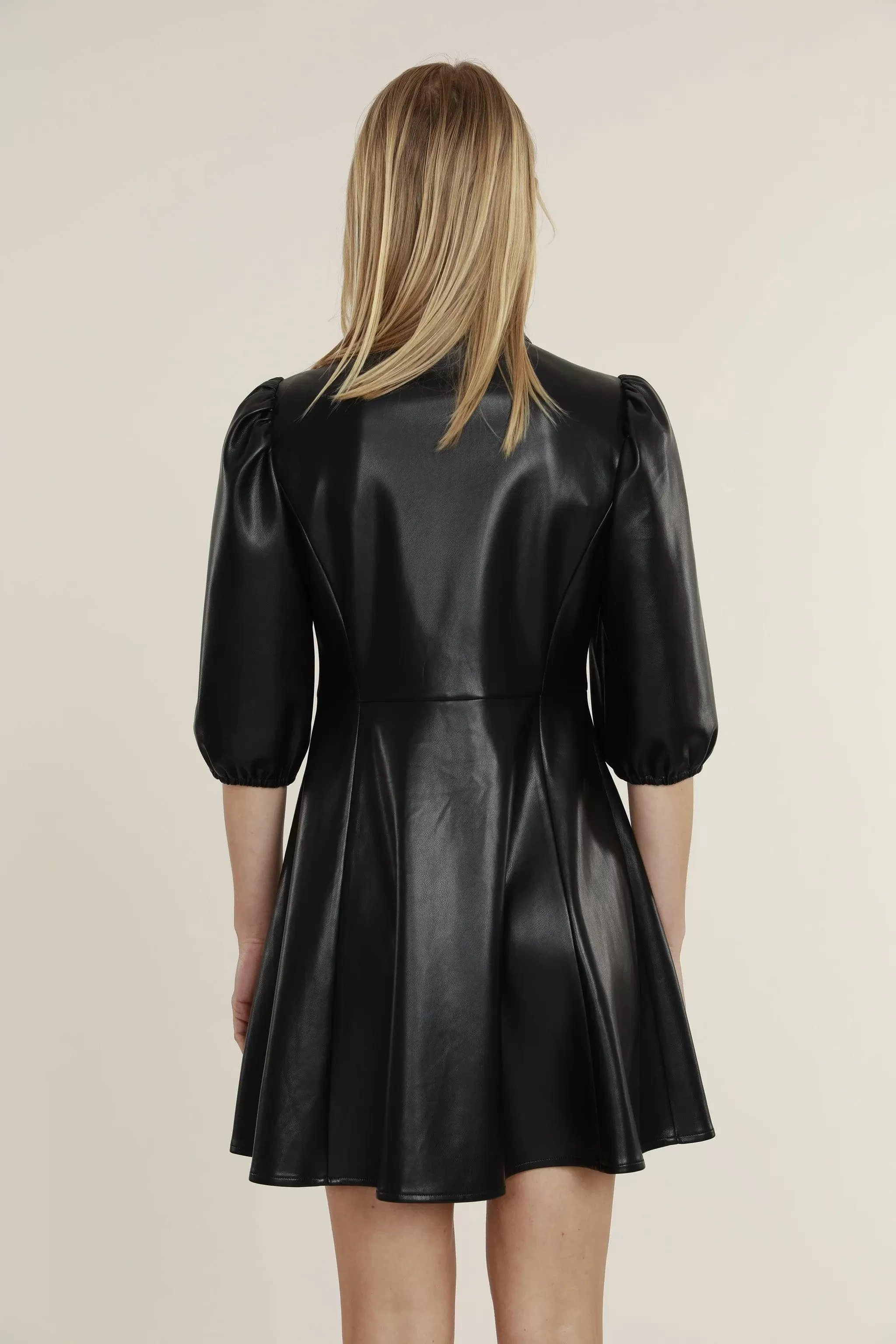 Empire Waist Vegan Leather Dress