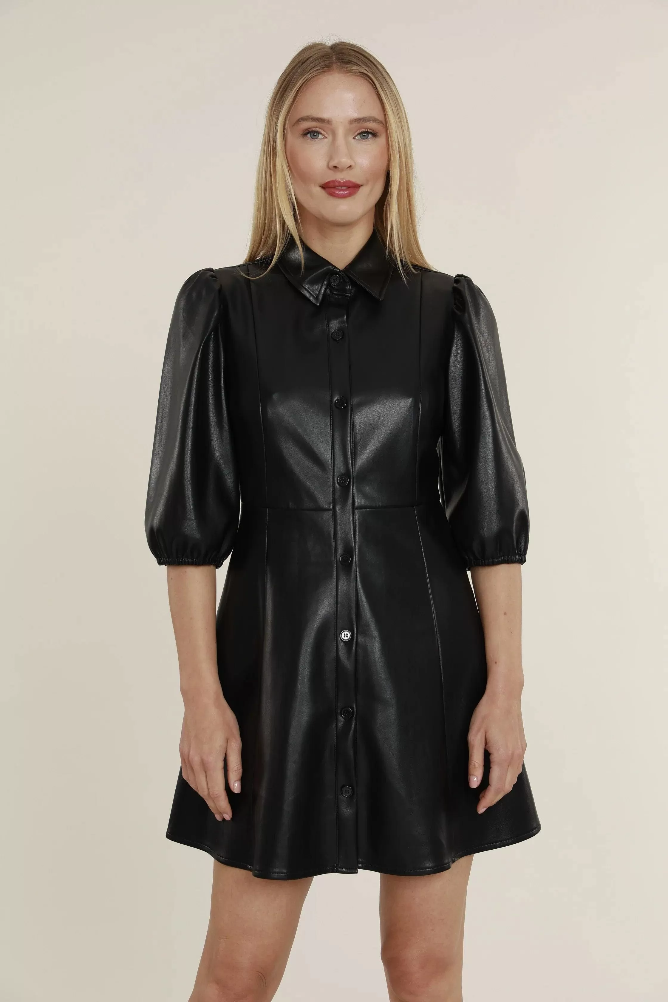 Empire Waist Vegan Leather Dress