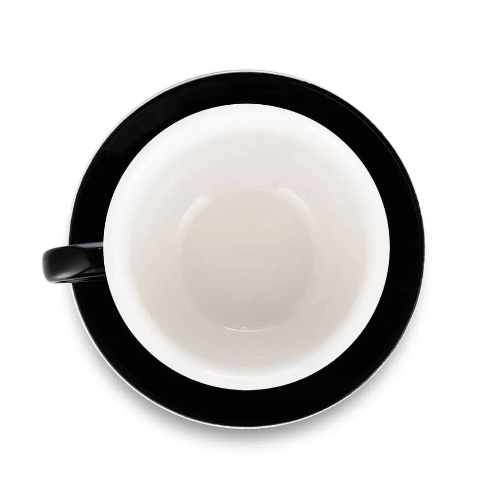 Espresso Parts Porcelain Latte Cup & Saucer - Black (12oz/355ml)