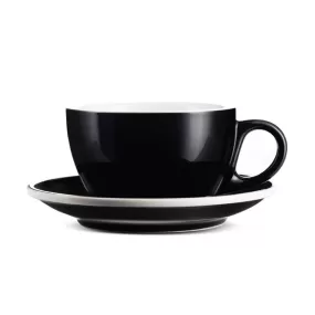 Espresso Parts Porcelain Latte Cup & Saucer - Black (12oz/355ml)