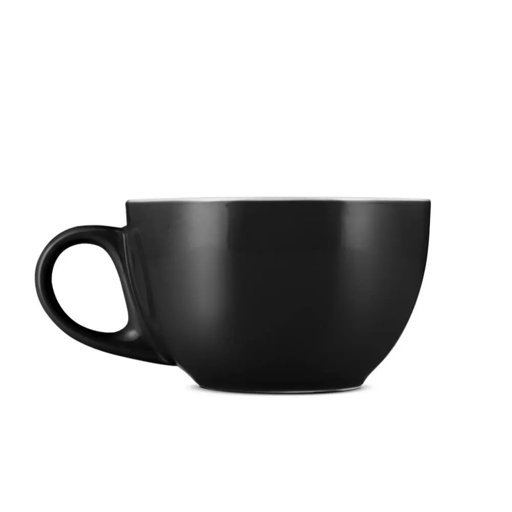 Espresso Parts Porcelain Latte Cup & Saucer - Black (12oz/355ml)