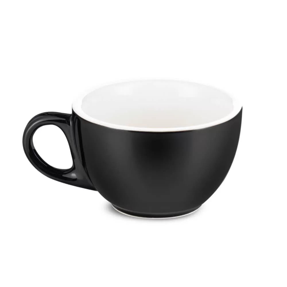 Espresso Parts Porcelain Latte Cup & Saucer - Black (12oz/355ml)