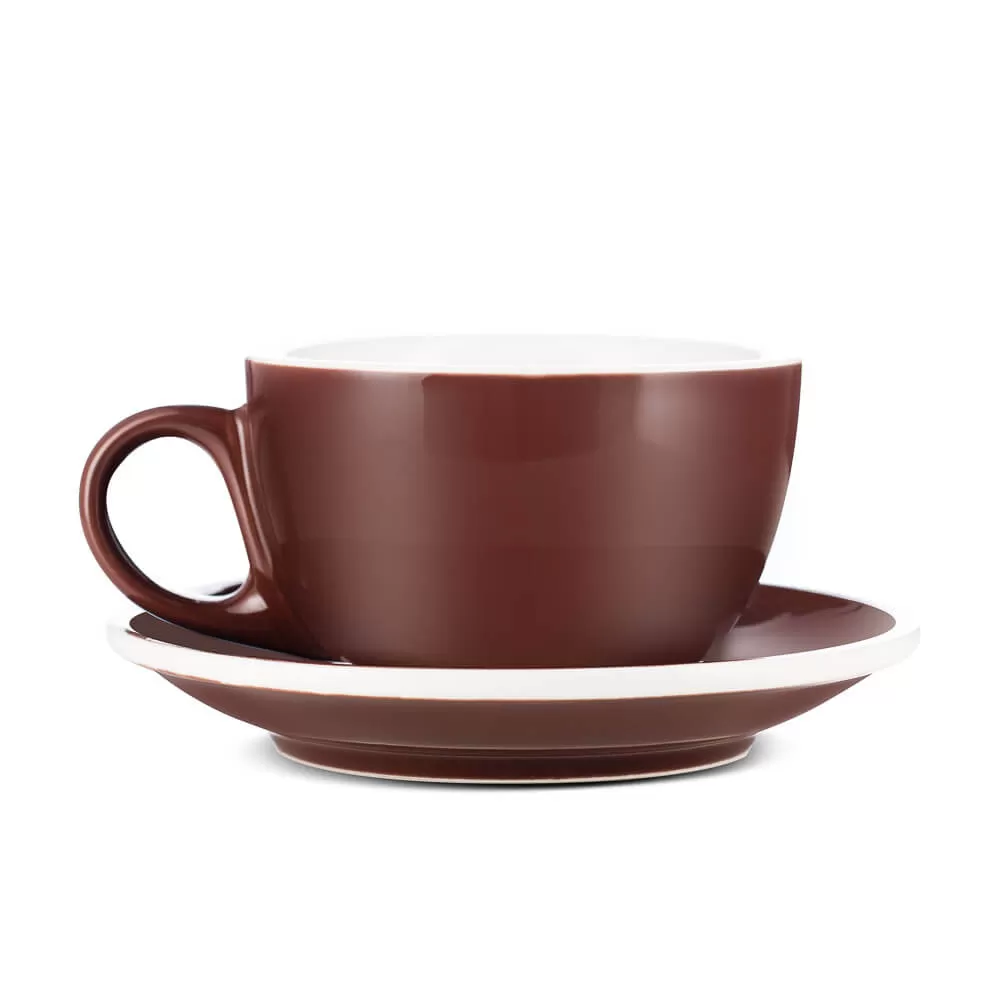 Espresso Parts Porcelain Latte Cup & Saucer - Brown (8oz/252ml)