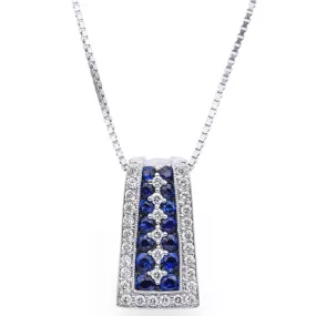 Estate Simon G 18K White Gold Sapphire & Diamond Pendant Necklace