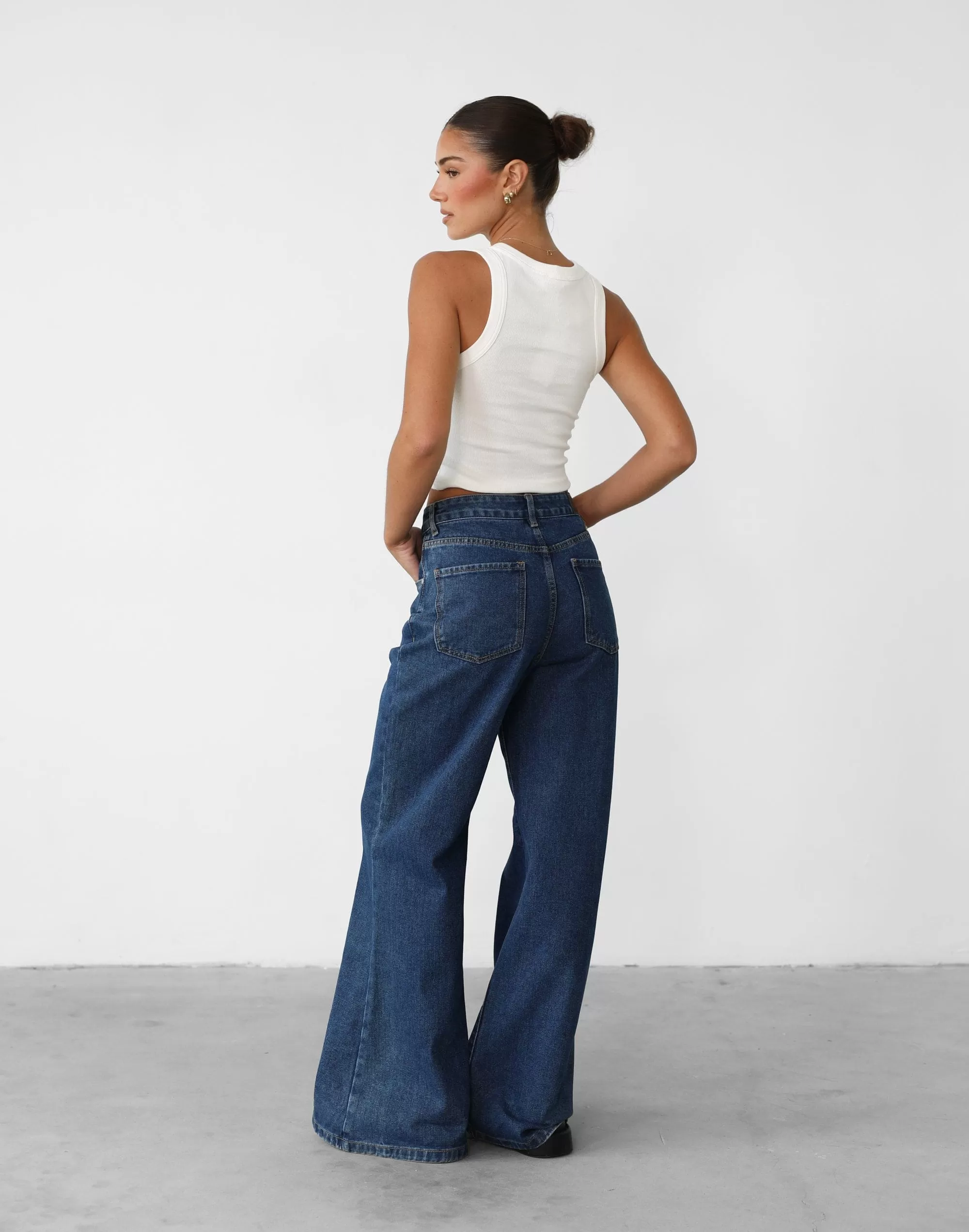 Ethan Wide Leg Jeans (Dark Denim)