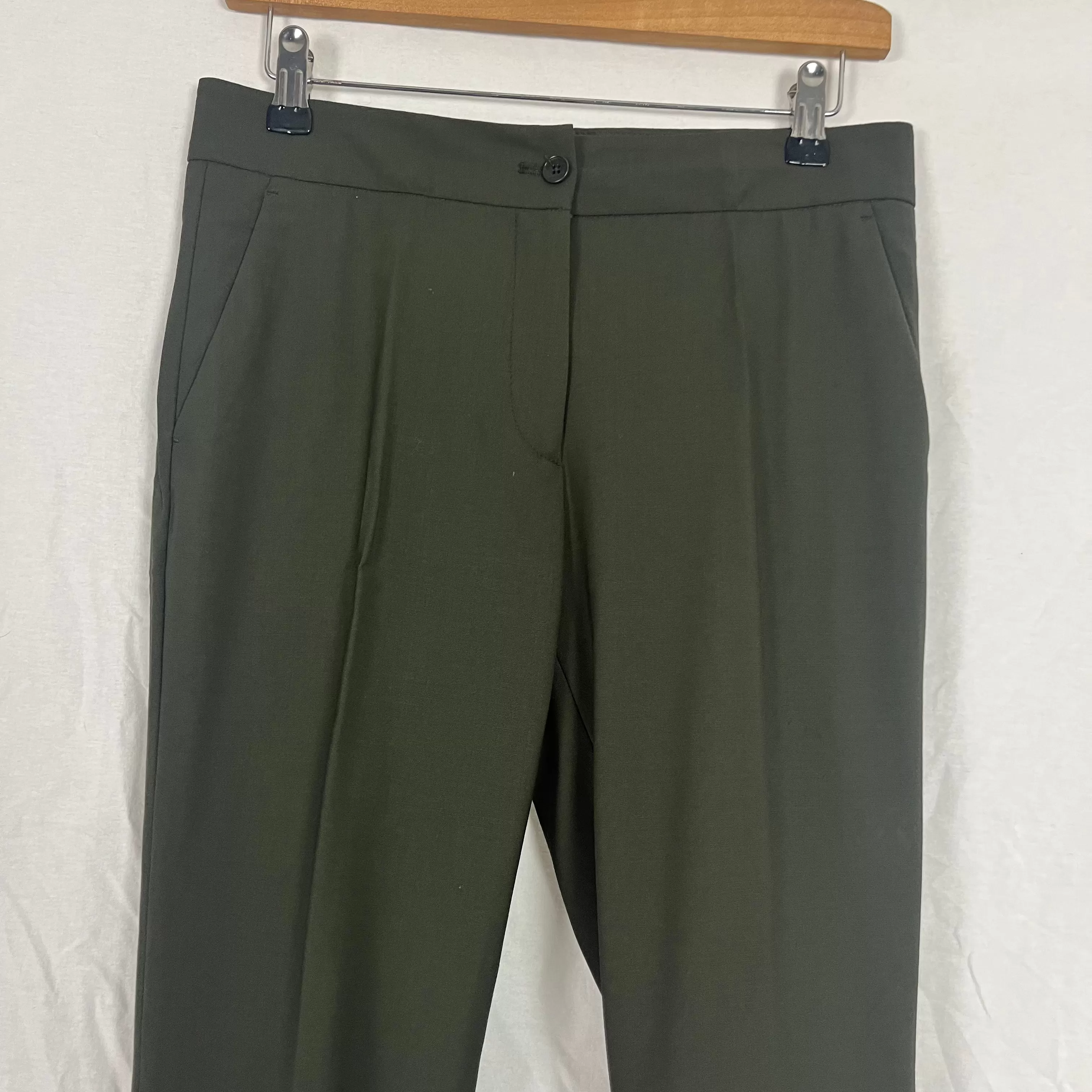 Etro Olive Stretch Wool Trousers XXS