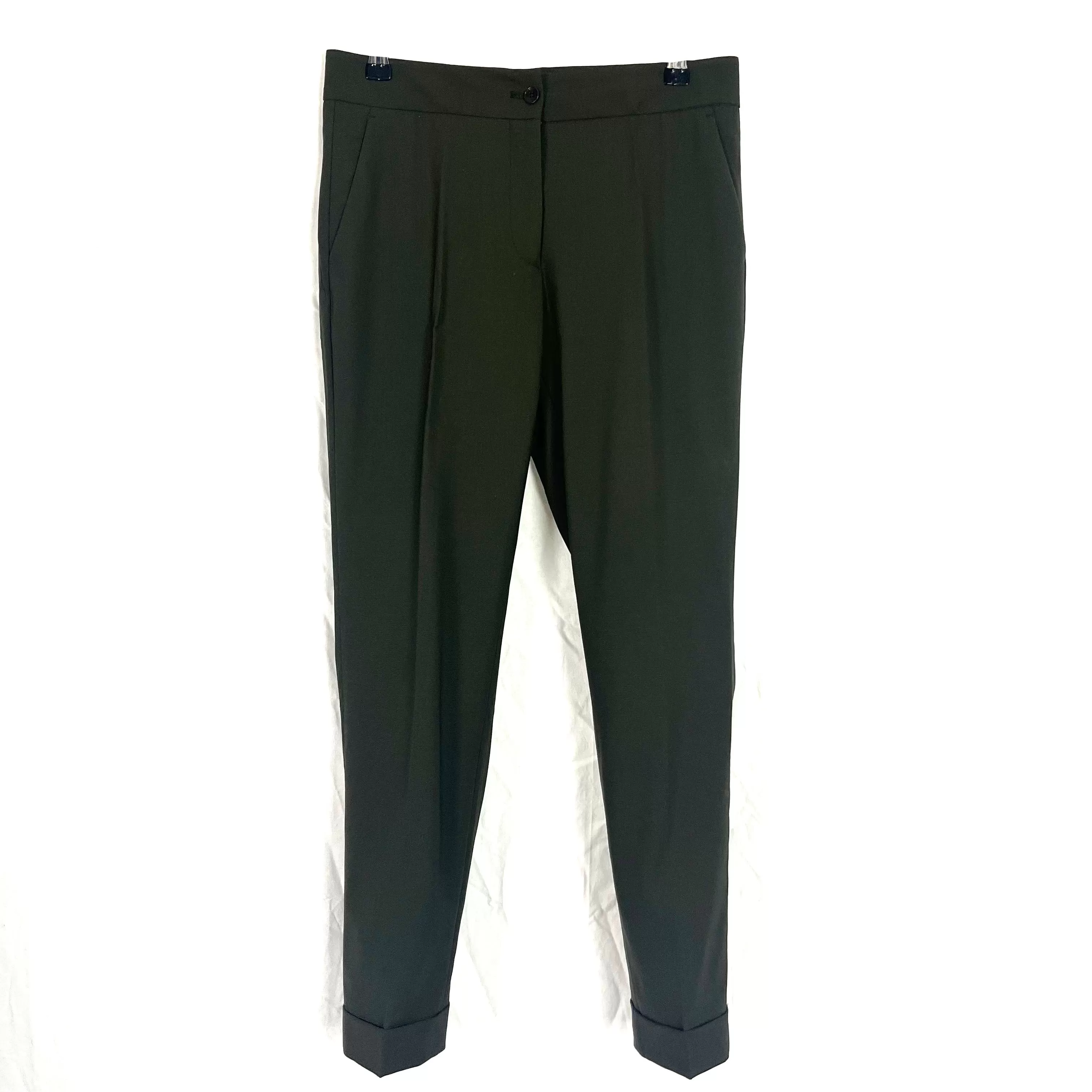 Etro Olive Stretch Wool Trousers XXS