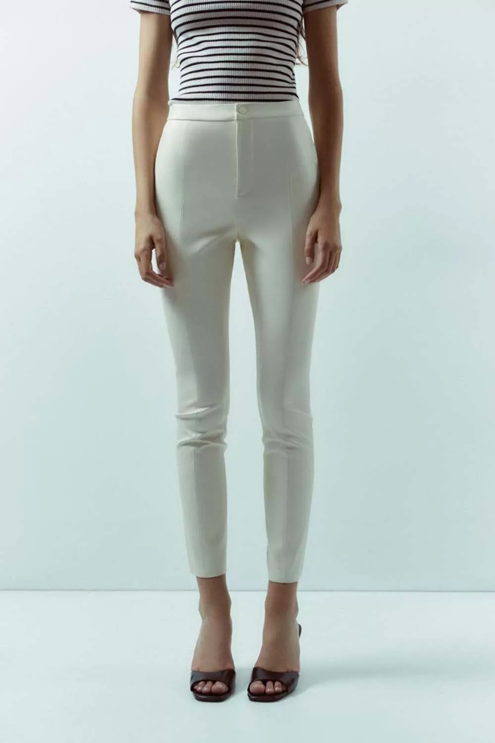 Faux leather leggings - Ecru