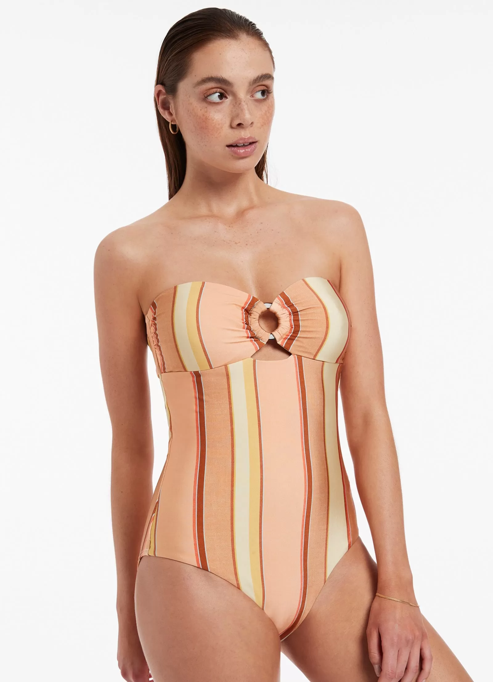 Fira Stripe Bandeau One Piece - Marigold