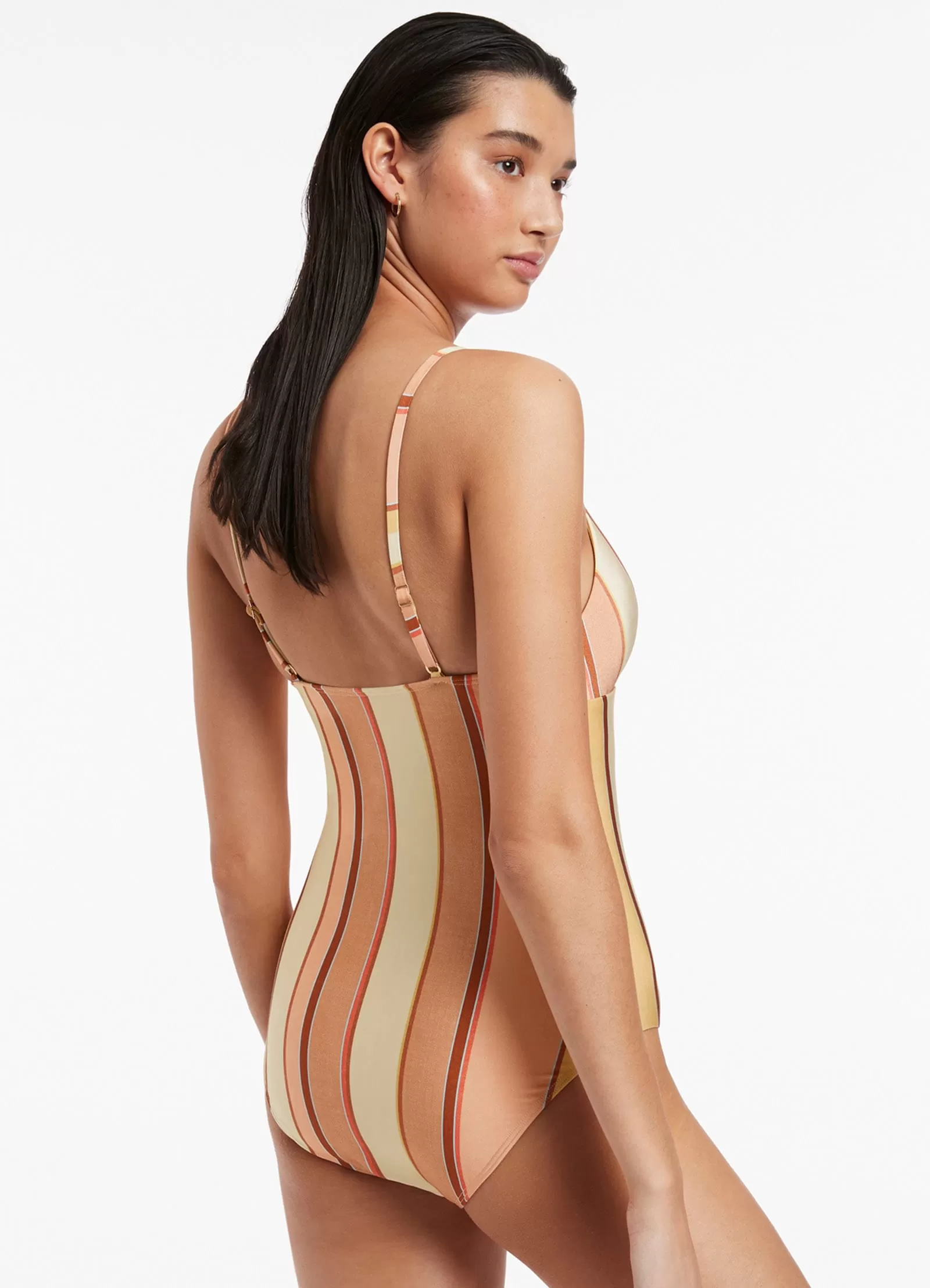 Fira Stripe V-Neckline One Piece - Marigold