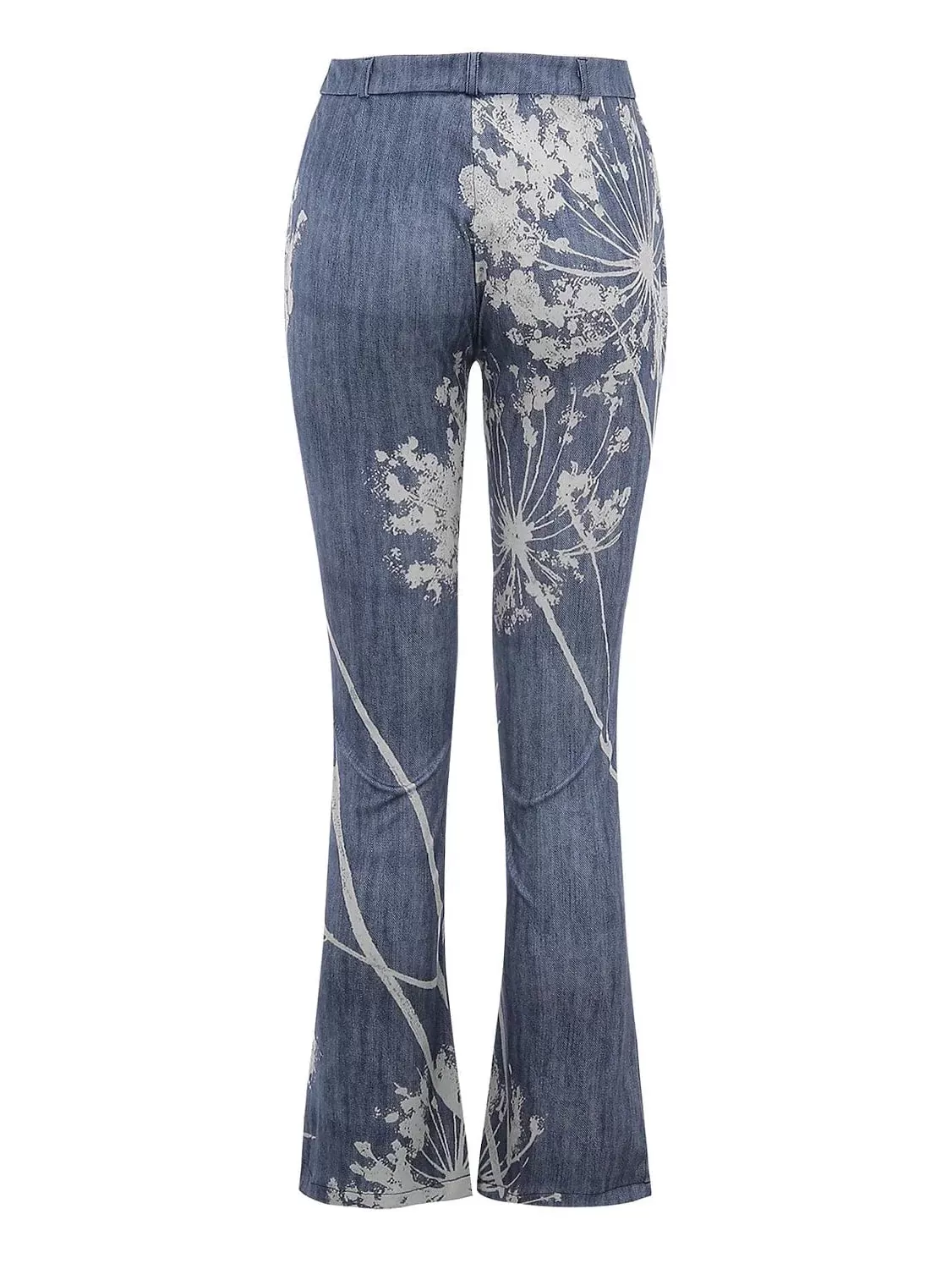 Floral Print Bootcut Flared Pants for Women - Elastic Grey XXL