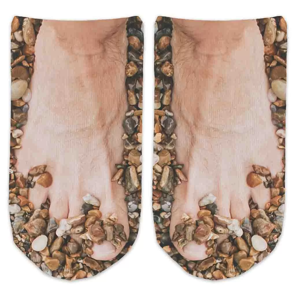 Funny Socks Printed with Men’s Feet Covered in Rocks