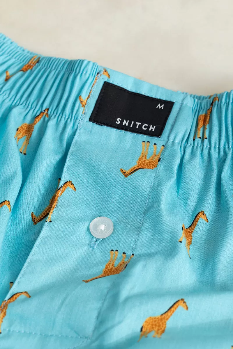 Giraffe Print Blue Boxer