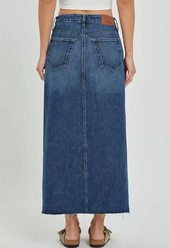 Hidden Jeans - Peyton High Rise Denim Midi Skirt Dark Denim