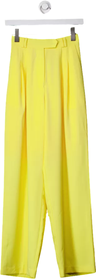 Hyhill Yellow Pleat Front Straight Leg Trousers UK XS