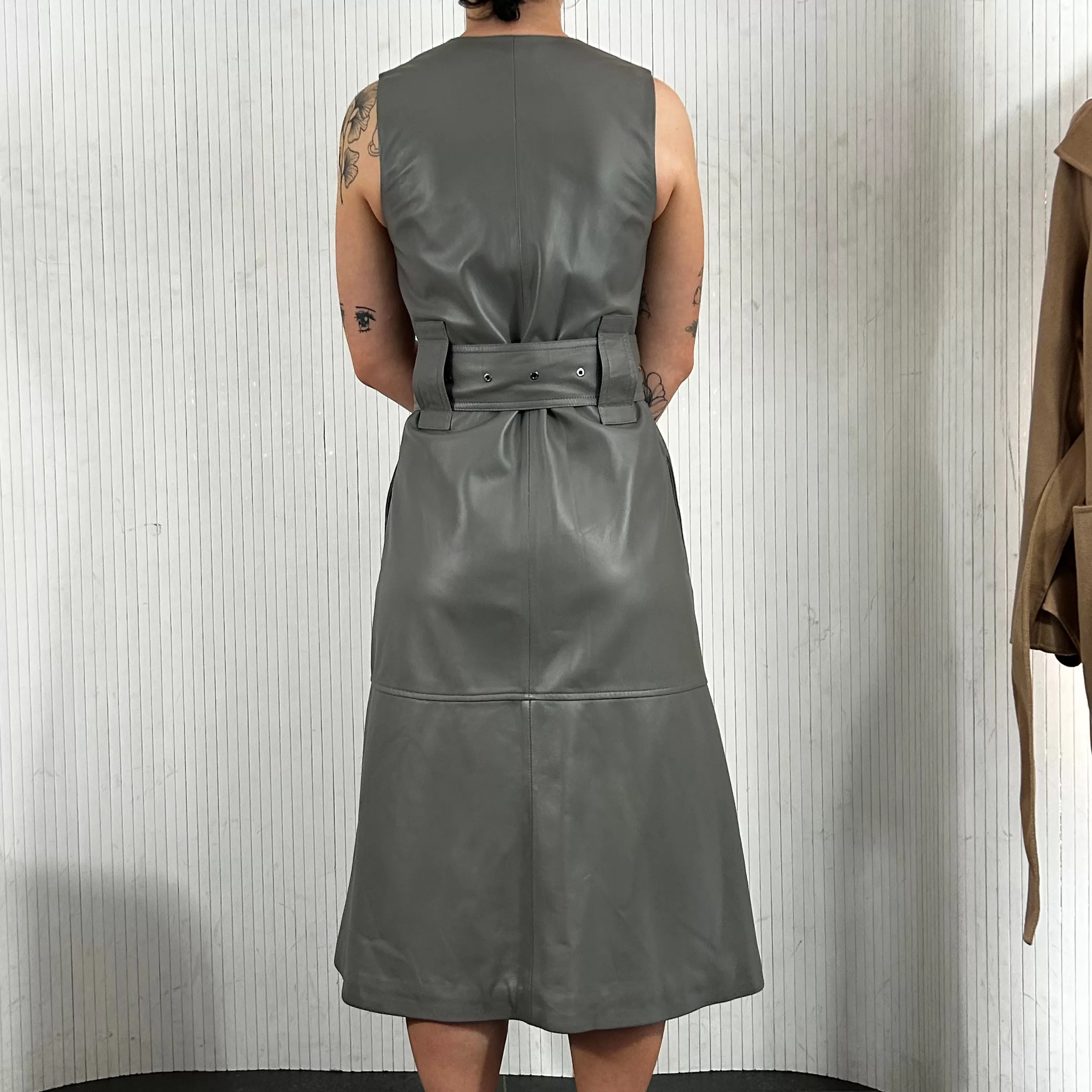 Joseph Brand New 1345 Ash Grey Dibo Nappa Leather Dress XS