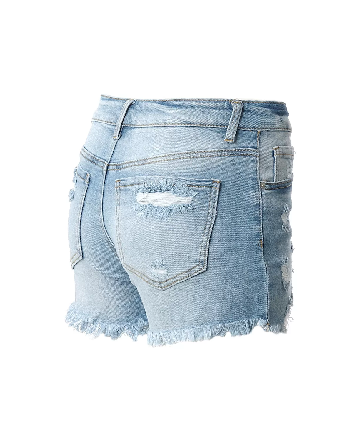 Junior Fit Classic Mid Rise Distressed Denim Frayed Cute Shorts