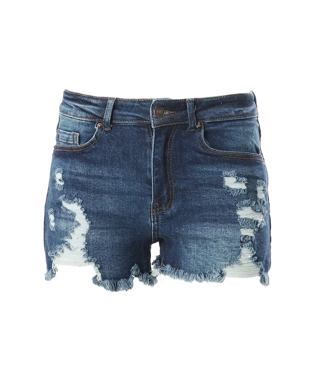 Junior Fit Classic Mid Rise Distressed Denim Frayed Cute Shorts