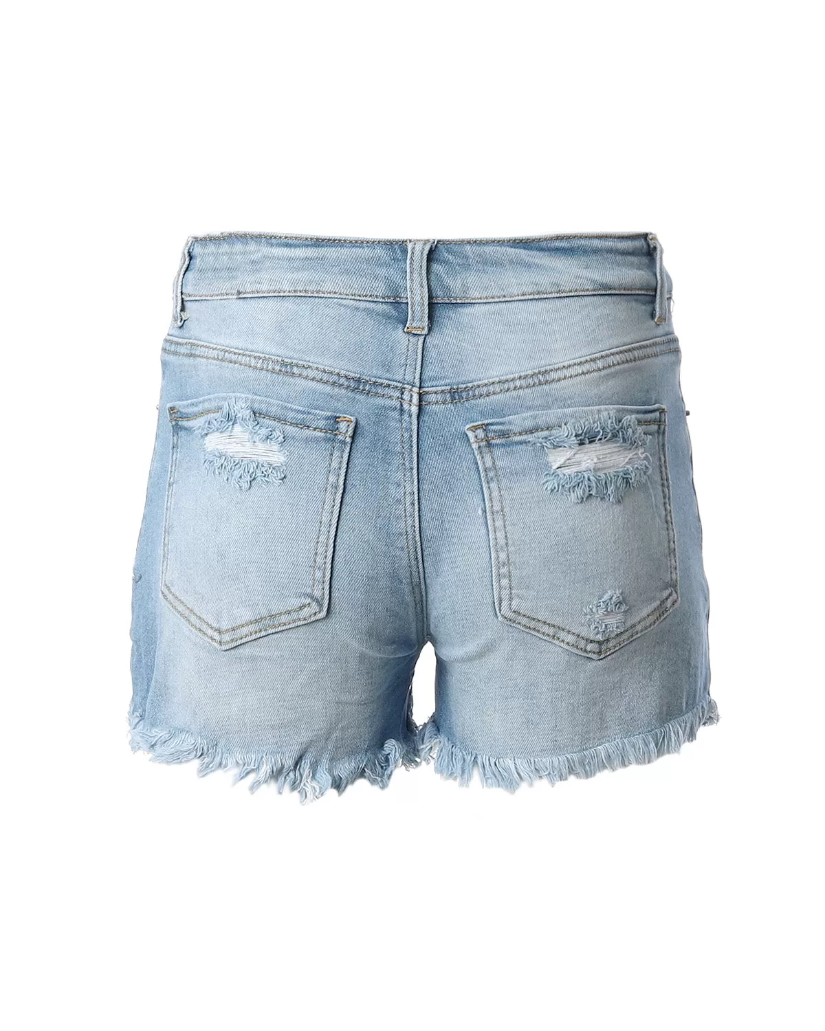 Junior Fit Classic Mid Rise Distressed Denim Frayed Cute Shorts