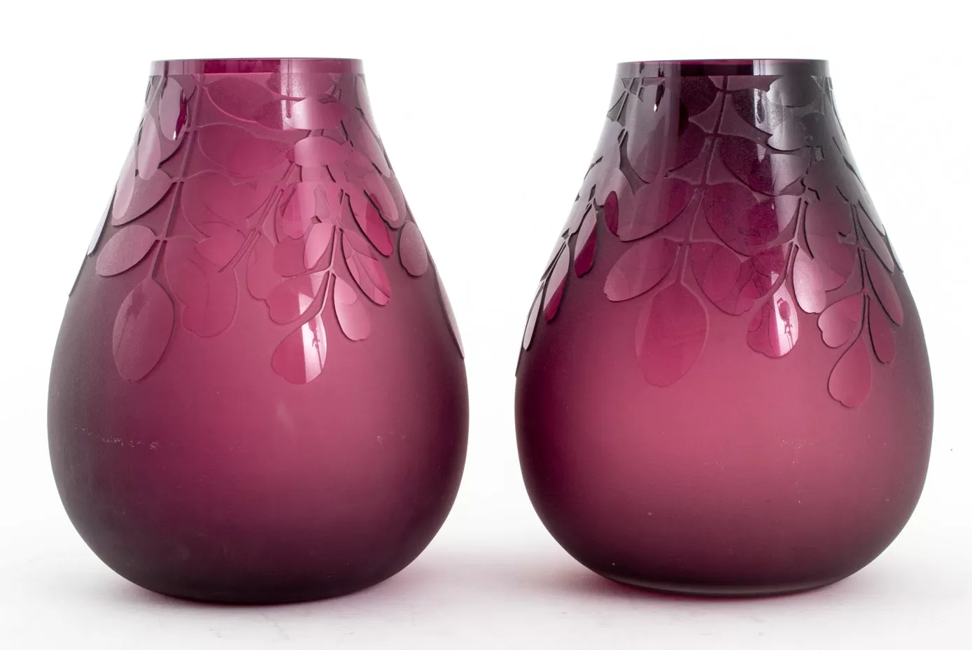 Ken Benson Art Studio Amethyst Glass Vases, Pair