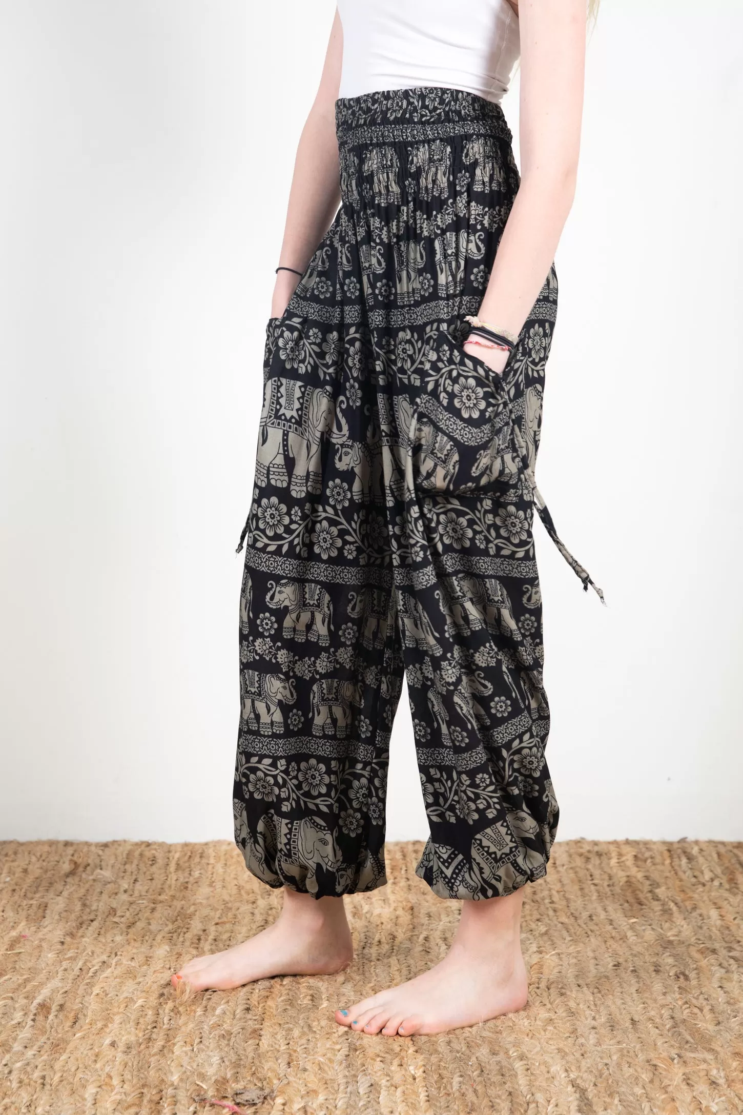 Kids Floral Elephant Harem Pants