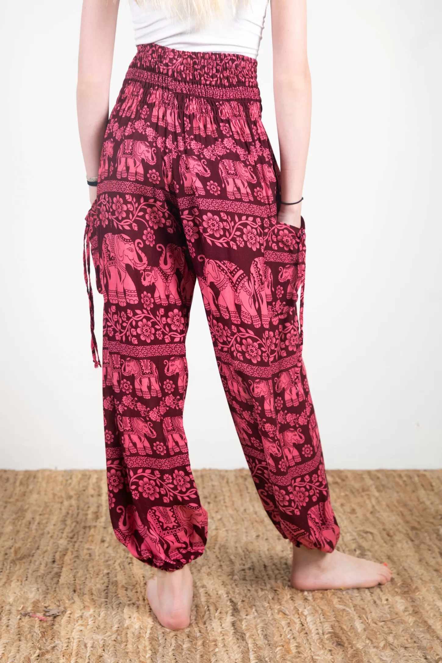 Kids Floral Elephant Harem Pants