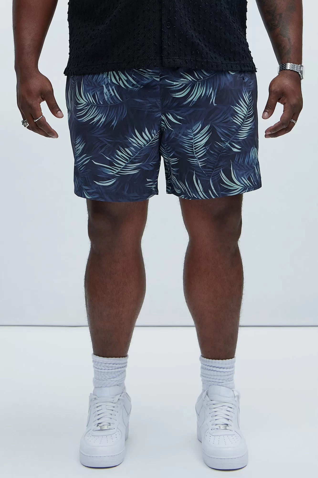 Kirk Palm Swim Trunks - Black/combo