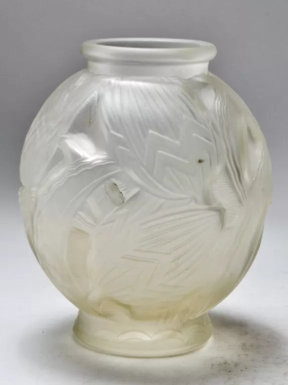 Lalique Art Deco Frosted Art Glass Vase