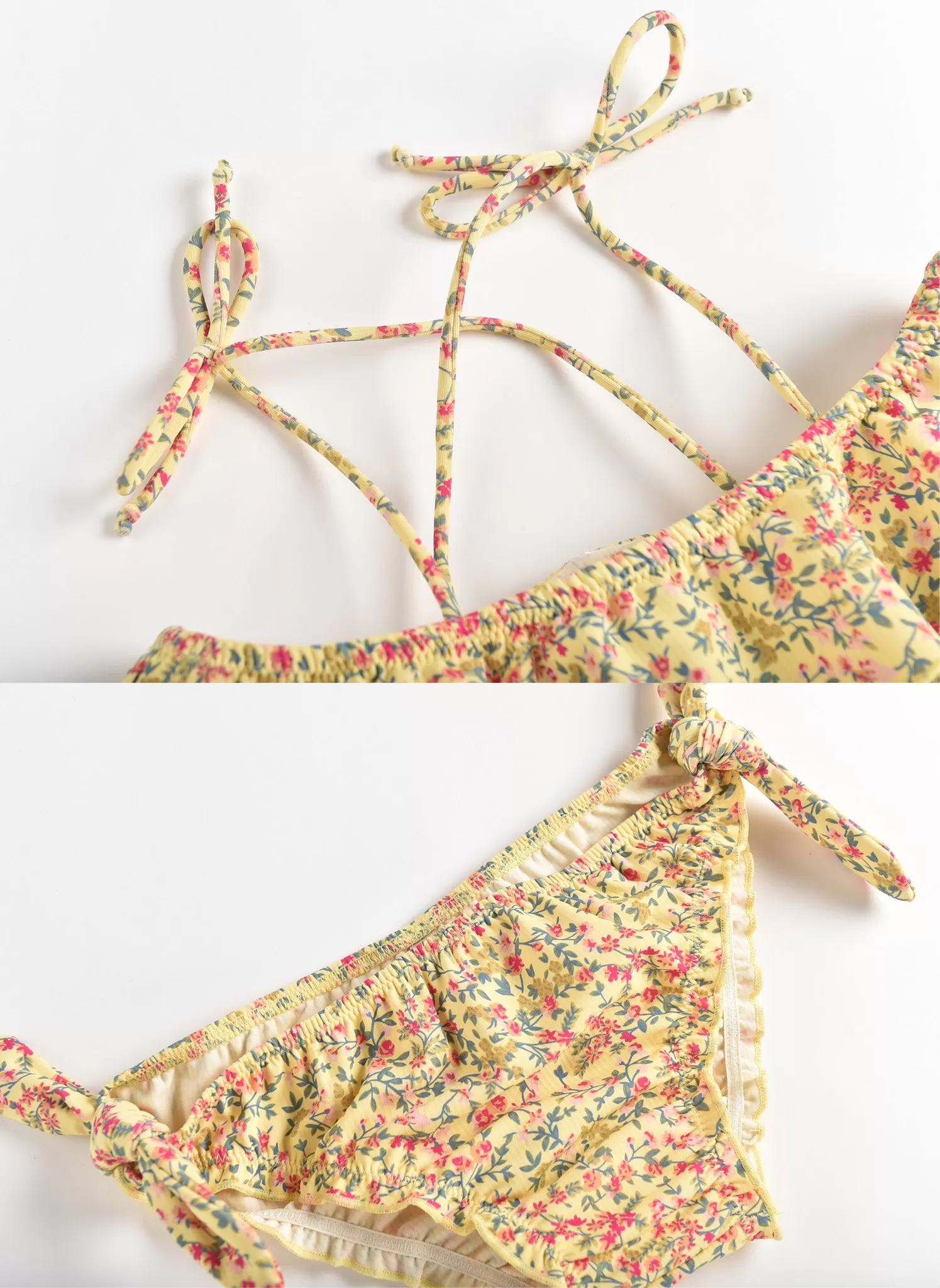 Louise Misha Zacata Bikini in Soft Yellow Spring Flowers