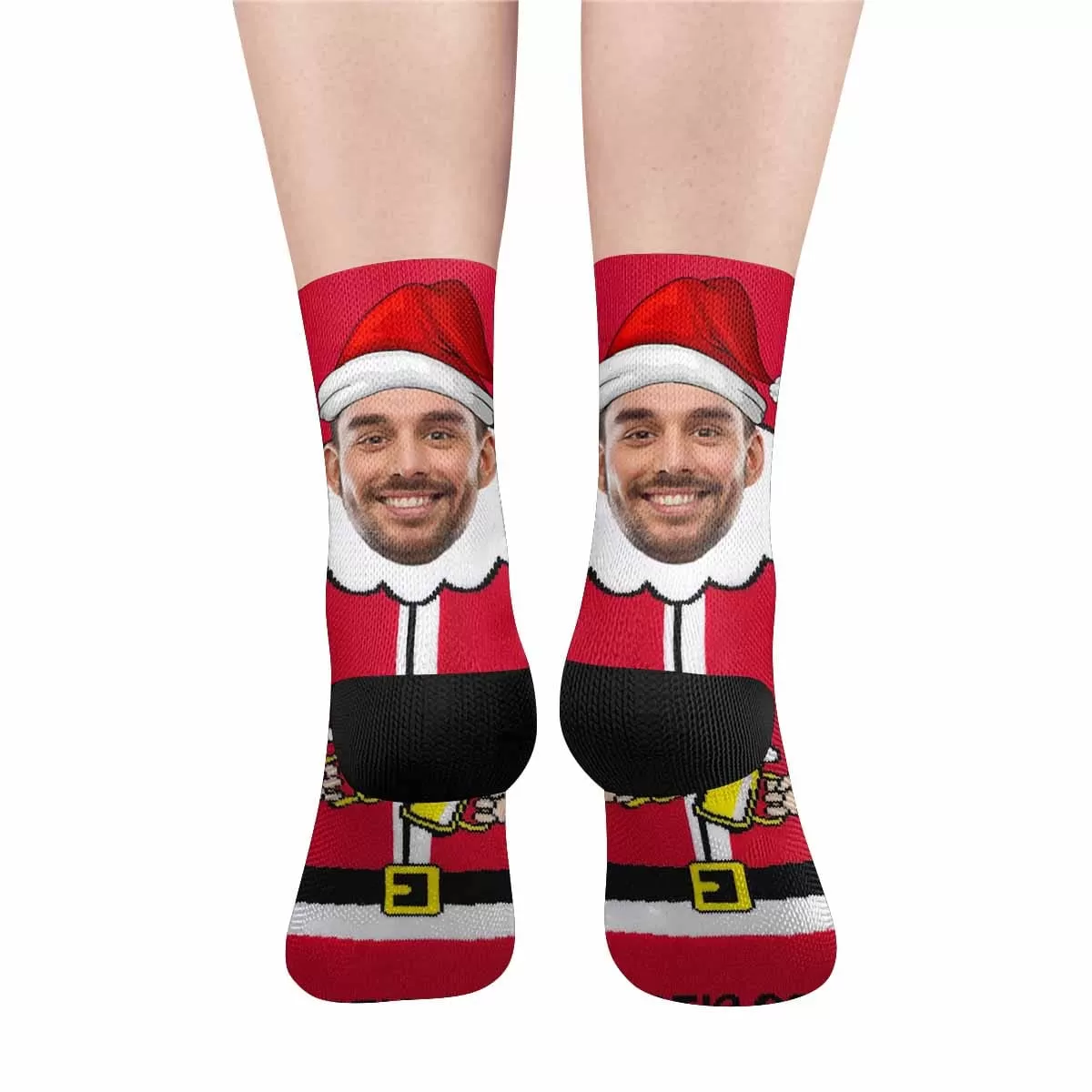 [Made In USA]Personalized Funny Photo Socks Custom Christmas Sublimated Crew Socks Gifts