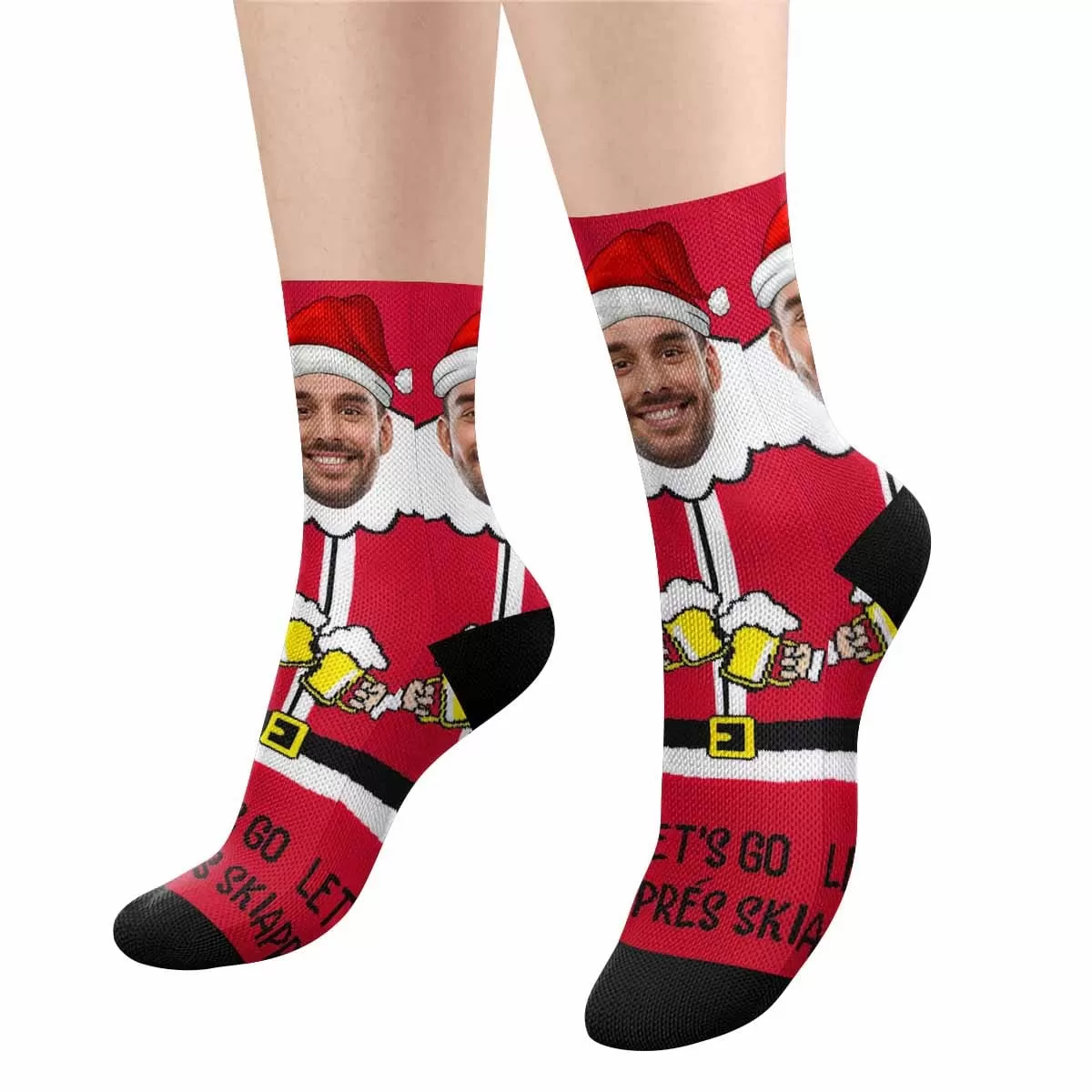 [Made In USA]Personalized Funny Photo Socks Custom Christmas Sublimated Crew Socks Gifts