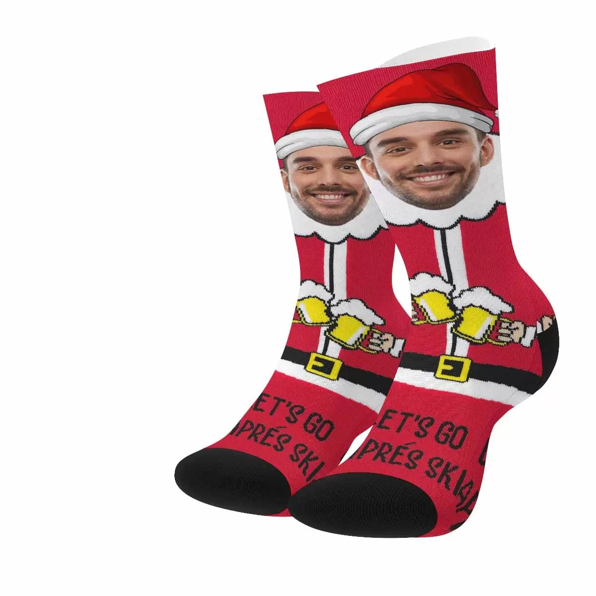 [Made In USA]Personalized Funny Photo Socks Custom Christmas Sublimated Crew Socks Gifts