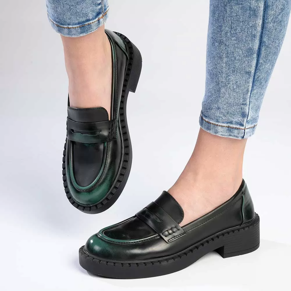 Madison Pia Slip On Brogue - Emerald Green