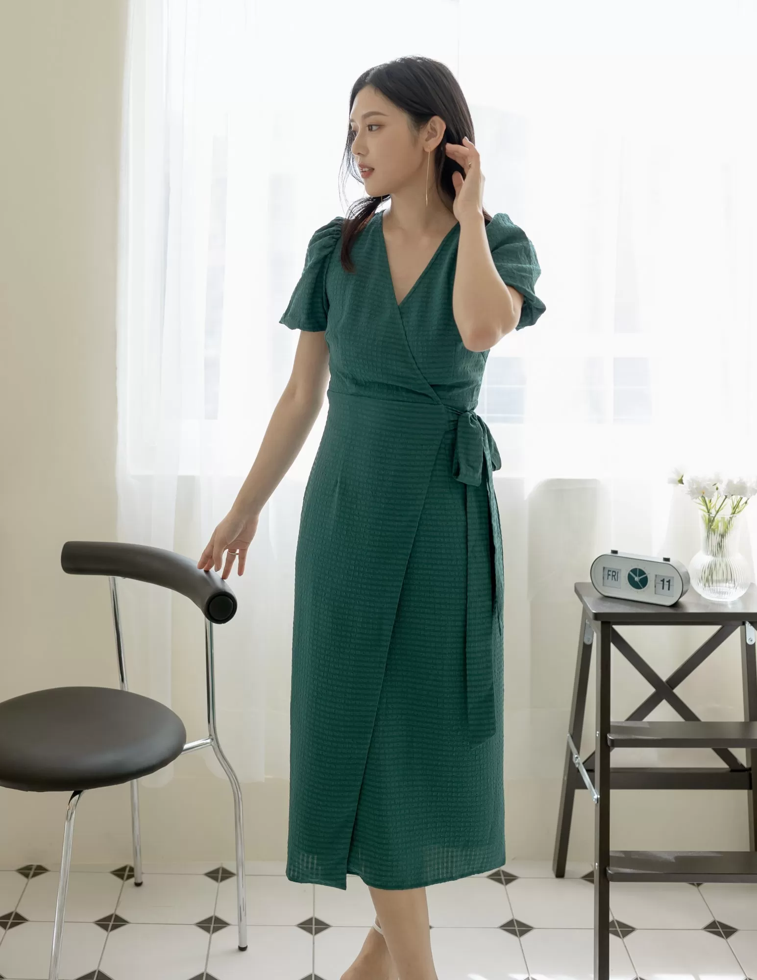 Maeve Wrap Dress in Forest Green