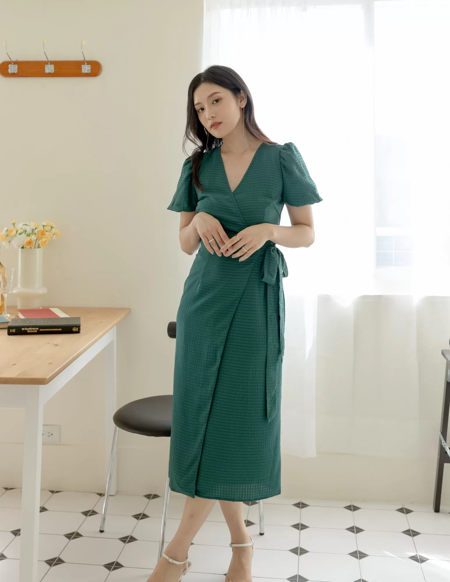 Maeve Wrap Dress in Forest Green