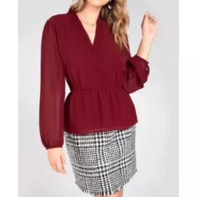 Mahogany Pleat Front Blouse