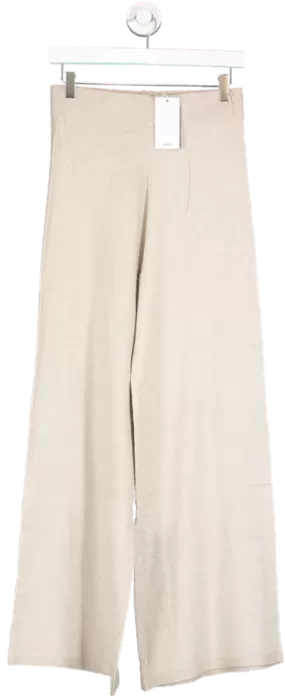 MANGO Beige Knitted Wide Leg Trousers BNWT UK S