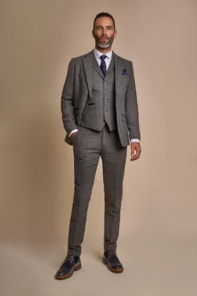 Martez Grey Tweed Three Piece Suit