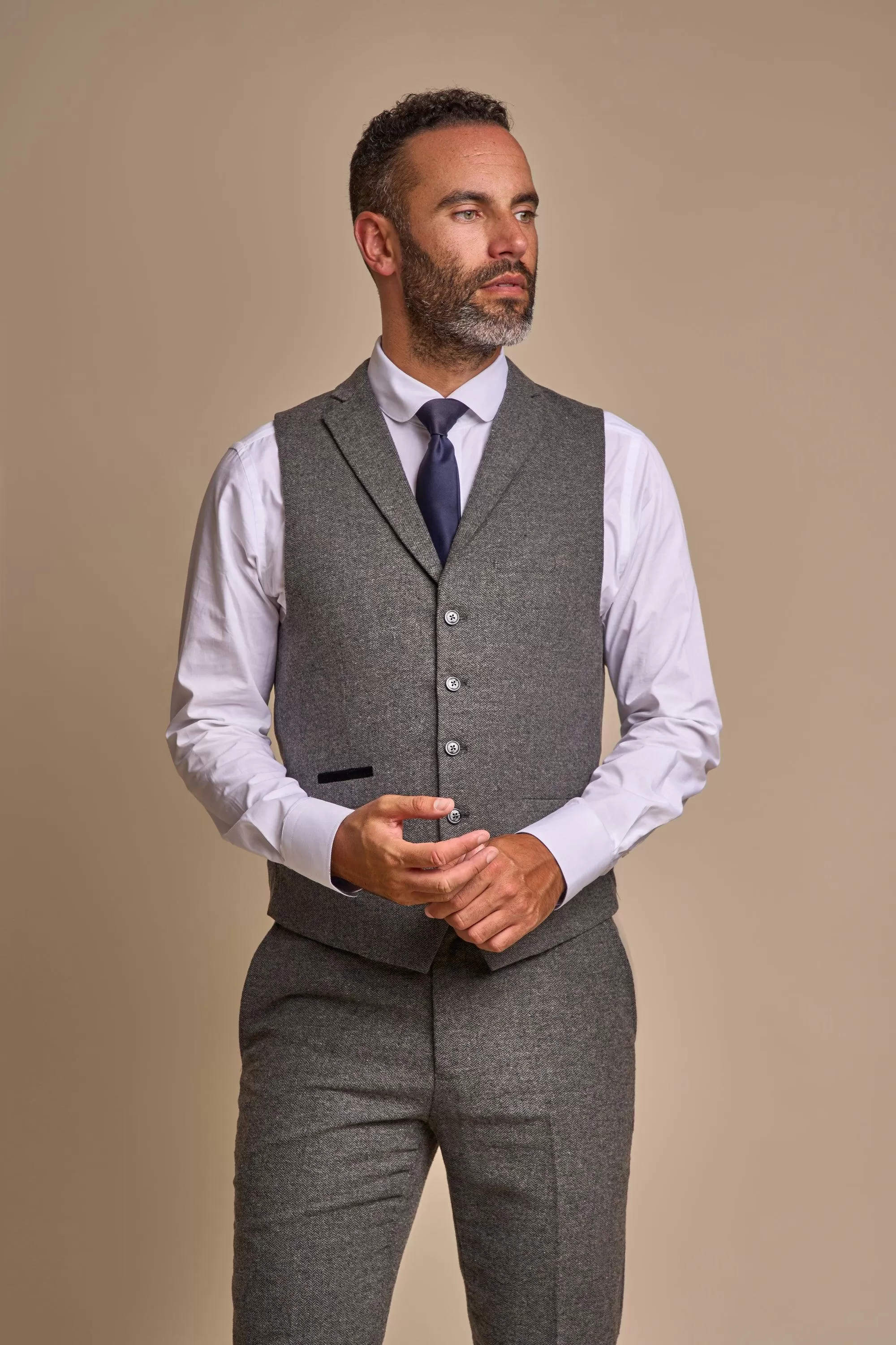 Martez Grey Tweed Three Piece Suit