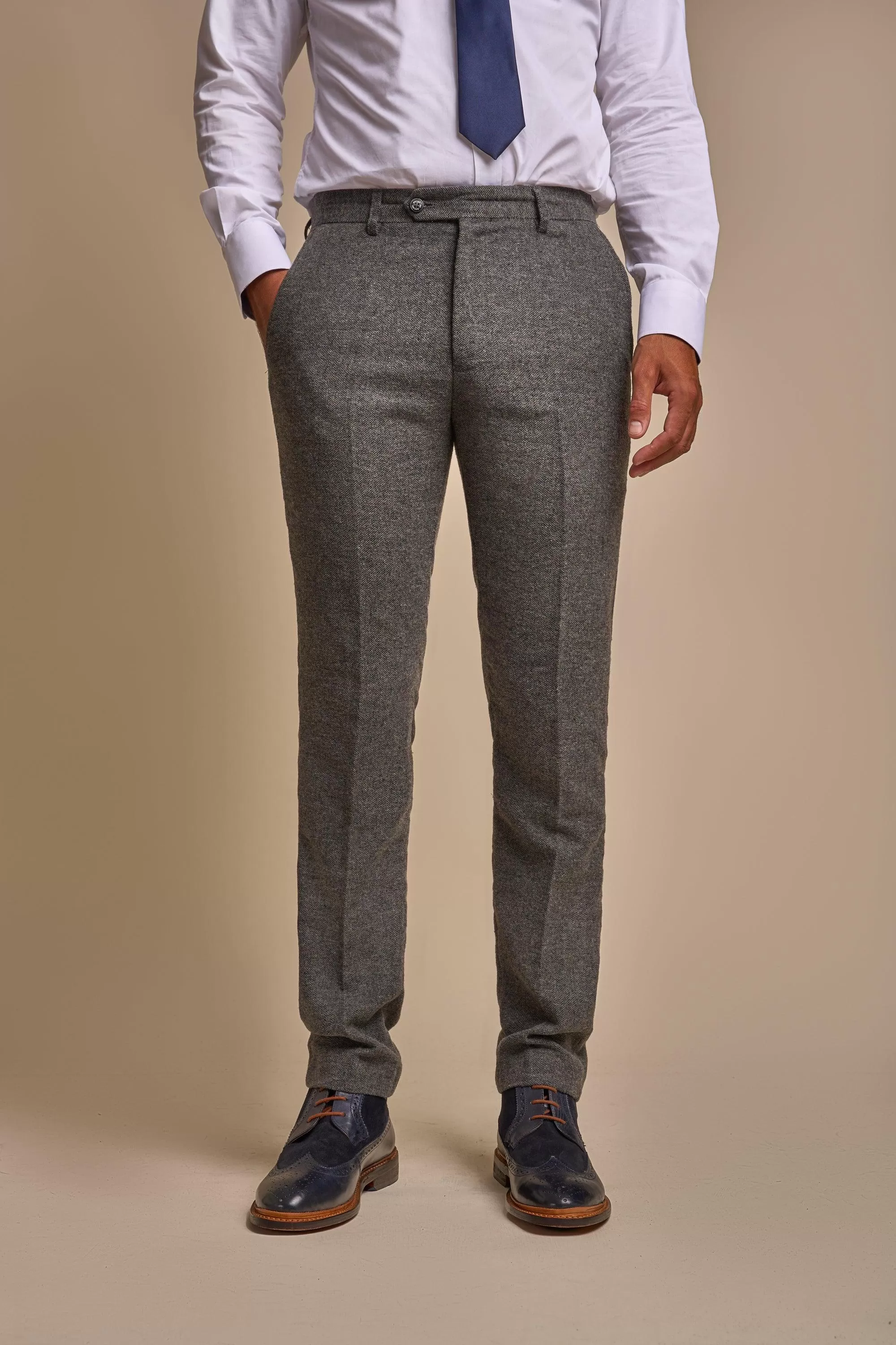 Martez Grey Tweed Three Piece Suit